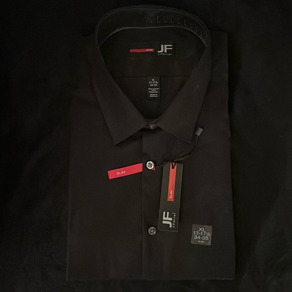 JF J.Ferrar : XL : Black Long Sleeve: Dress Shirt: New With Tag - Picture 1 of 3